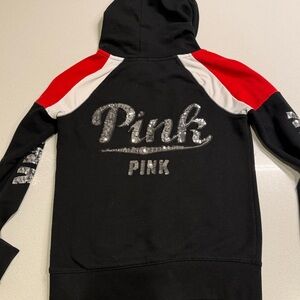 PINK Victoria's Secret Womans Hoodie - Black and Red with sequins